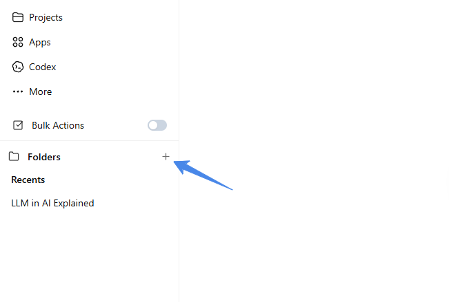 Folders section and Plus button in the sidebar