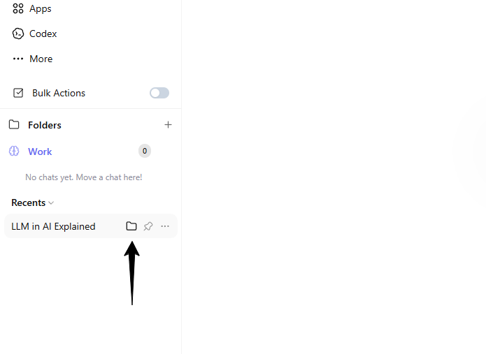 Folder icon on a hovered chat and the Move Chat modal